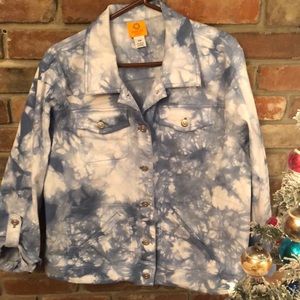 Ruby Road Tie Dye Blue and White Jean Jacket